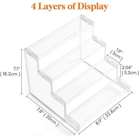 4 Tier Clear Display Risers Stand, Plastic Organizers for Figures, Cupcake - Picture 11 of 16